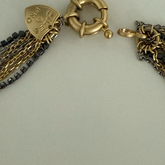 Giles & Bro multi strand silver and gold tone necklace with charms - Picture 9 of 11
